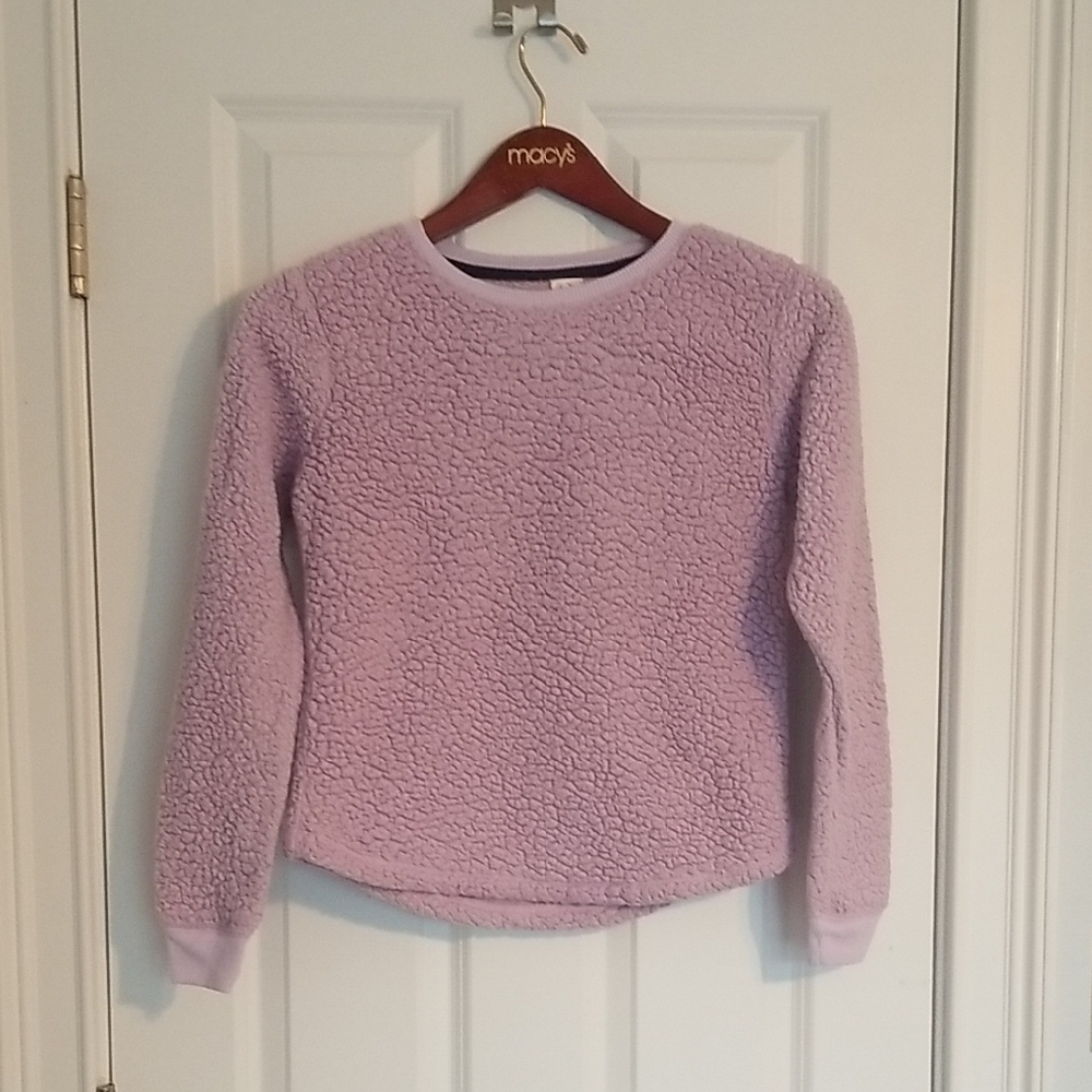 Light Purple Sherpa Crew Neck Sweater, Size XS, SO